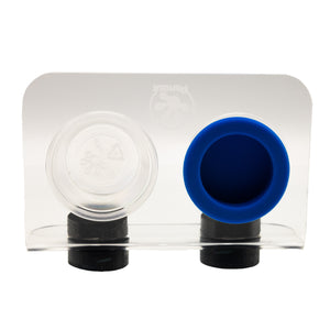 Pangea Small Acrylic Magnetic Ledge with example dishes viewed from top.